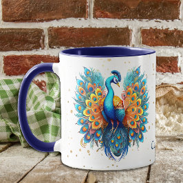 Guld Confetti Fantasy Peacock Mugg
