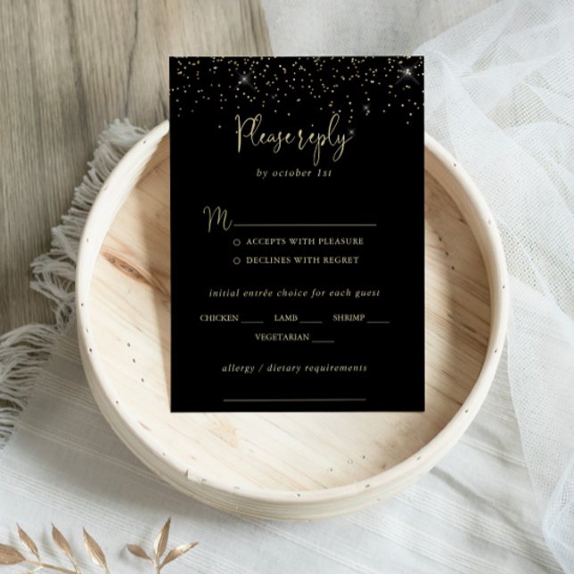 Guld Confetti Finare Bröllop Menu Choice OSA (Skapare uppladdad)