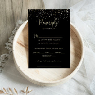 Guld Confetti Finare Bröllop Menu Choice OSA Kort