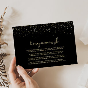 Guld Confetti Finare Script Honeymoon Wish Tilläggskort