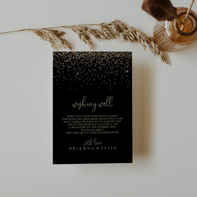 Guld Confetti Finare-skript, Bröllop Wishing-brunn Tilläggskort (Skapare uppladdad)