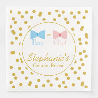 Guld Confetti Gender Reveal Bow and Bow Tie Pappersservett