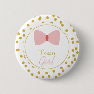 Guld Confetti Gender Reveal Bow Team Girl Knapp