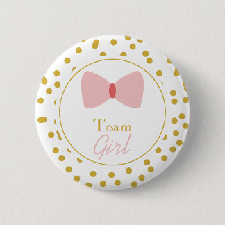 Guld Confetti Gender Reveal Bow Team Girl Knapp