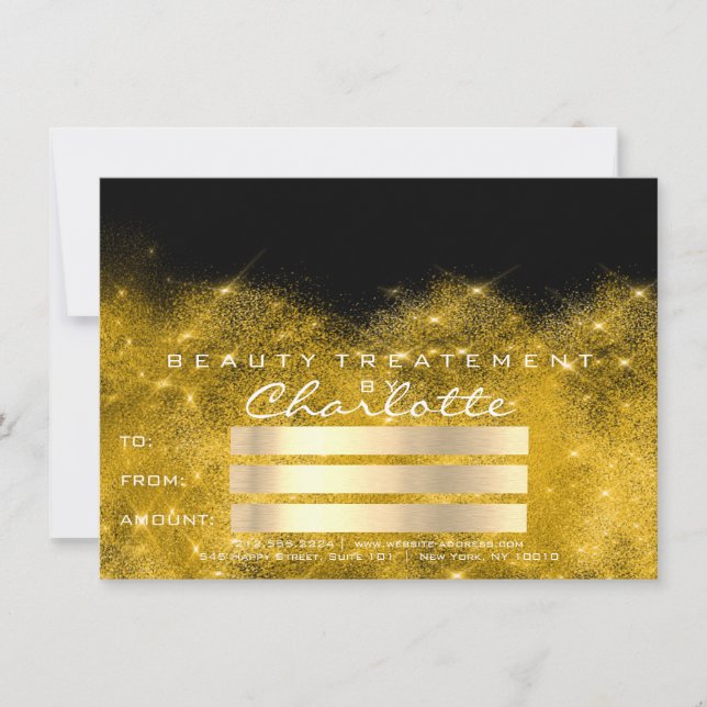 Guld Confetti Glitter Beaty Salon Certificate Gift (Framsida)