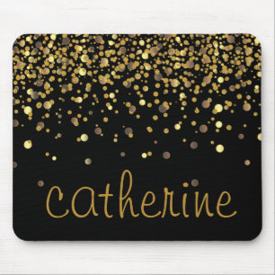 Guld Confetti Glitter Black Faux Foil Glittery Musmatta
