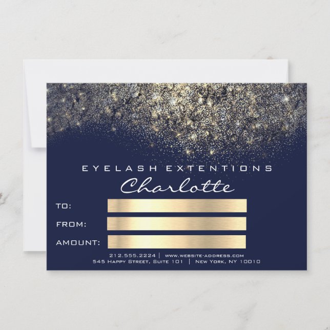 Guld Confetti Glitter Blue Navy Certificate Gift (Framsida)