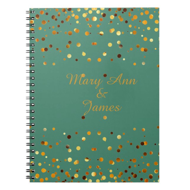 Guld Confetti Glitter Faux Foil Grönt craft Anteckningsbok (Framsidan)