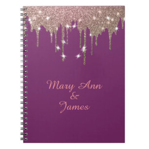 Guld Confetti Glitter Faux Foil Lila craft Anteckn Anteckningsbok