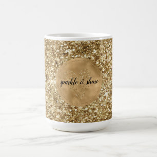 Guld Confetti Glitter Heart Kaffemugg