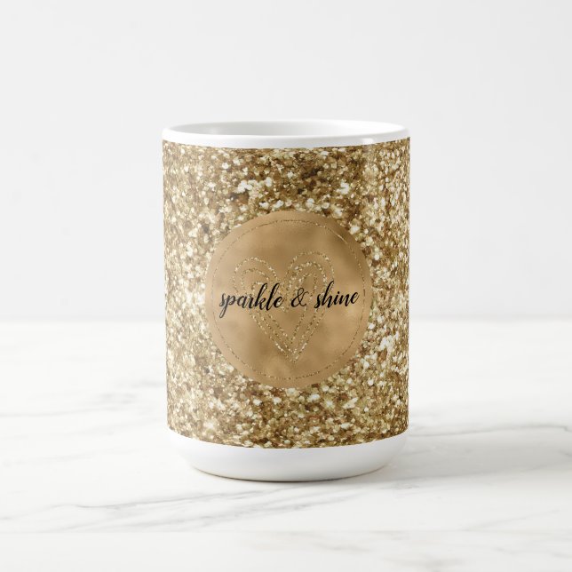 Guld Confetti Glitter Heart Kaffemugg (Center)