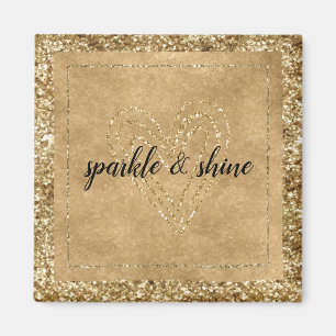 Guld Confetti Glitter Heart Magnet