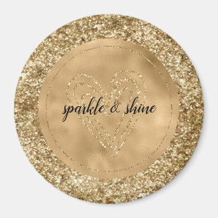 Guld Confetti Glitter Heart Magnet