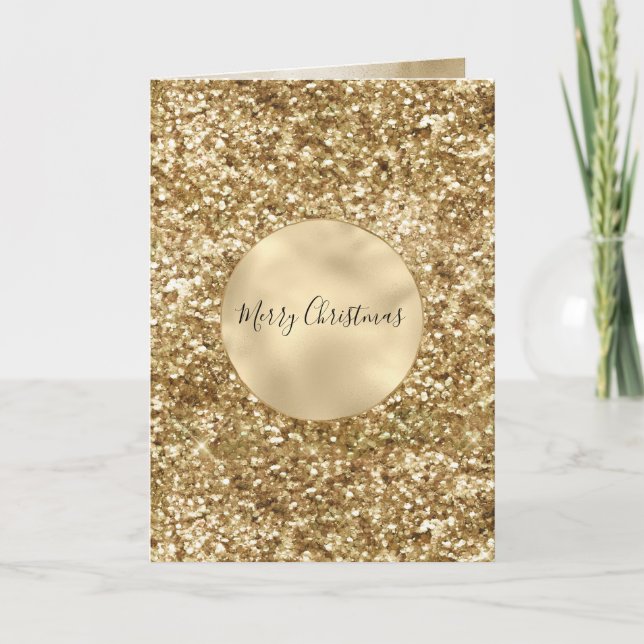 Guld Confetti Glitter jul Kort (Framsida)