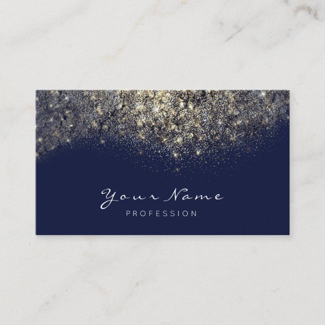 Guld Confetti Glitter Makeup Blue Navy Lash Visitkort (Framsida)