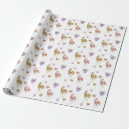 Guld Confetti Glitter Unicorn Presentpapper