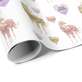Guld Confetti Glitter Unicorn Presentpapper