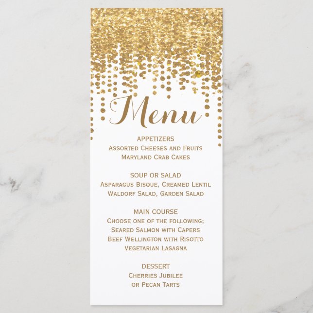 Guld Confetti Glitter utseende Meny (Framsida)