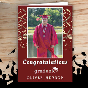 Guld Confetti Grattis Studenten Photo Kort