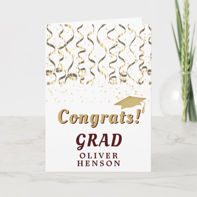 Guld Confetti Gratulerar Grad Studenten Kort (Framsida)