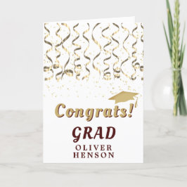Guld Confetti Gratulerar Grad Studenten Kort