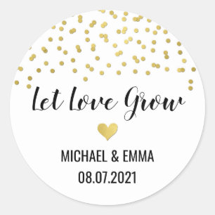 Guld Confetti Heart Låt Kärlek växa Runt Klistermärke