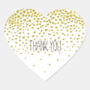 Guld Confetti Hearts Hjärtformat Klistermärke