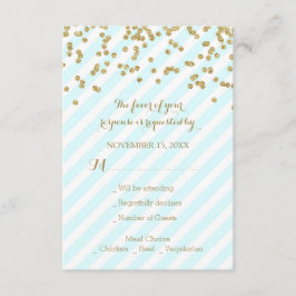 Guld Confetti Himmel Blue Rand Bröllop OSA Kort