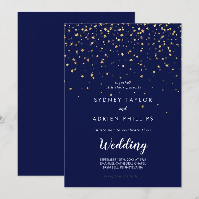 Guld Confetti | Informell inbjudan till flottan (Fram/baksida)