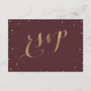 Guld Confetti Kärlek Burgundy Bröllop OSA Kort
