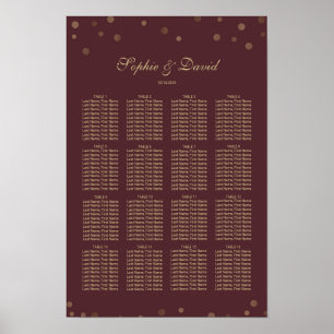 Guld Confetti Kärlek Burgundy Bröllop Poster