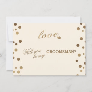 Guld Confetti Kärlek Champagne Bröllop Groomsman Inbjudningar