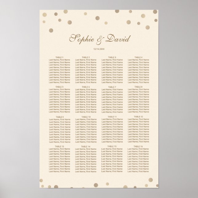 Guld Confetti Kärlek Champagne Bröllop Poster (Framsidan)