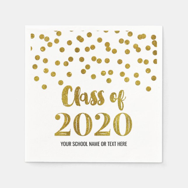 Guld Confetti-klass 2020 Studenten Pappersservett (Framsidan)