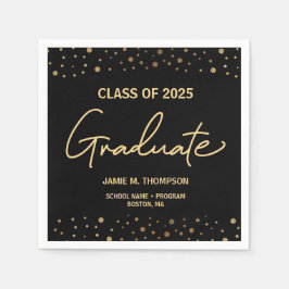 Guld Confetti-klass för 2025-bakgrundsdroppen stud Pappersservett