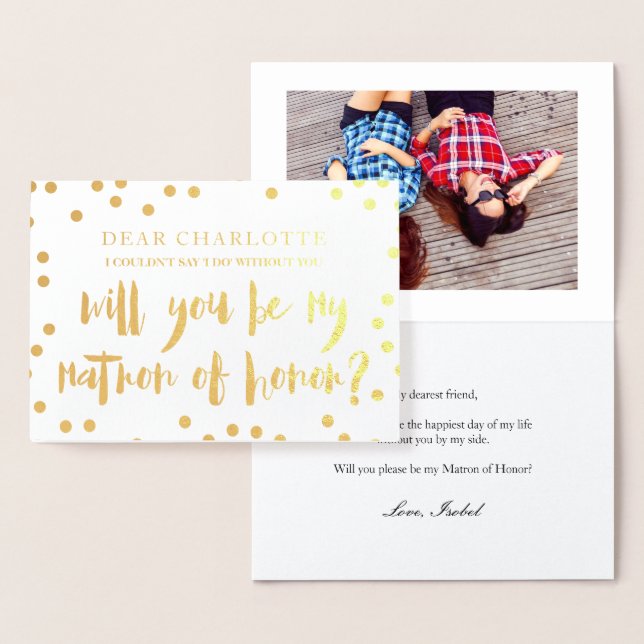 Guld Confetti kommer du att bli min hedersfoto Folierat Kort (Display)