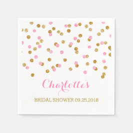 Guld Confetti Ljus rosa Möhippa Pappersservett