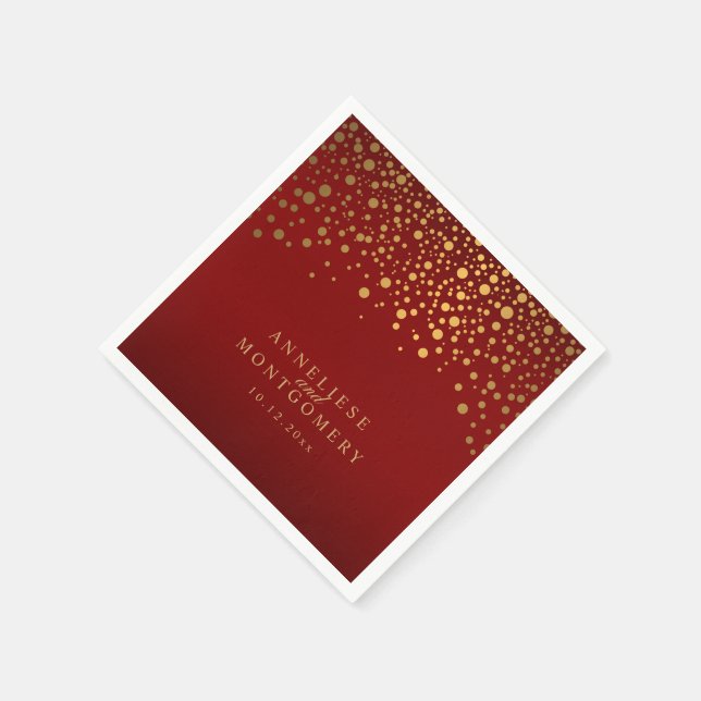 Guld Confetti Maroon Red Pappersservett (Hörn)