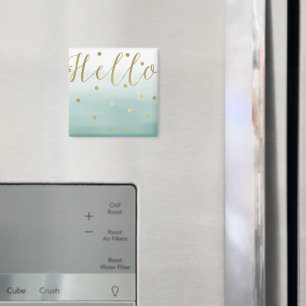 Guld Confetti Mint Watercolor Hej Magnet