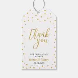Guld Confetti Modern Bröllop Tack för Märkrn Presentetikett