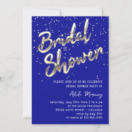 Guld Confetti Möhippa , Royal Blue Inbjudningar