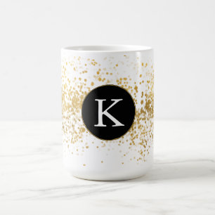Guld Confetti Monogram Kaffemugg