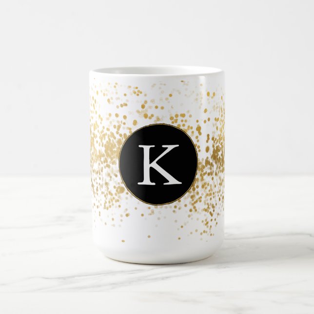 Guld Confetti Monogram Kaffemugg (Center)