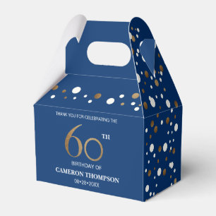 Guld Confetti Mörk blått 60-årsdag Anpassningsbar Presentaskar