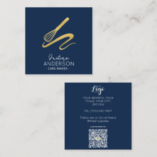 Guld Confetti Navy bakning whisk Chef Fyrkantigt Visitkort