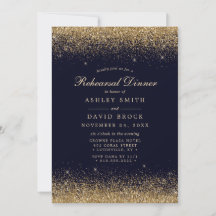 Guld Confetti Navy Blue Modern Rehearsal