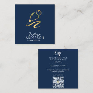 Guld Confetti Navy icing Bag Chef Fyrkantigt Visitkort