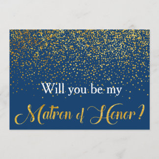 Guld Confetti Navy... kommer du att bli min heders Inbjudningar