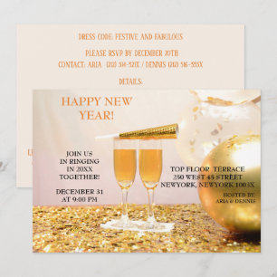Guld Confetti nyårssaxar för champagne Inbjudningar