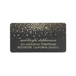 Guld Confetti och Fireflies Chalkboard Bröllop Adressetikett